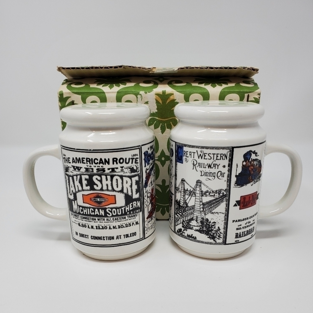 VINTAGE HOLT HOWARD IRON HORSE SALT & PEPPER SHAKERS RAILROAD THEME TRAINS